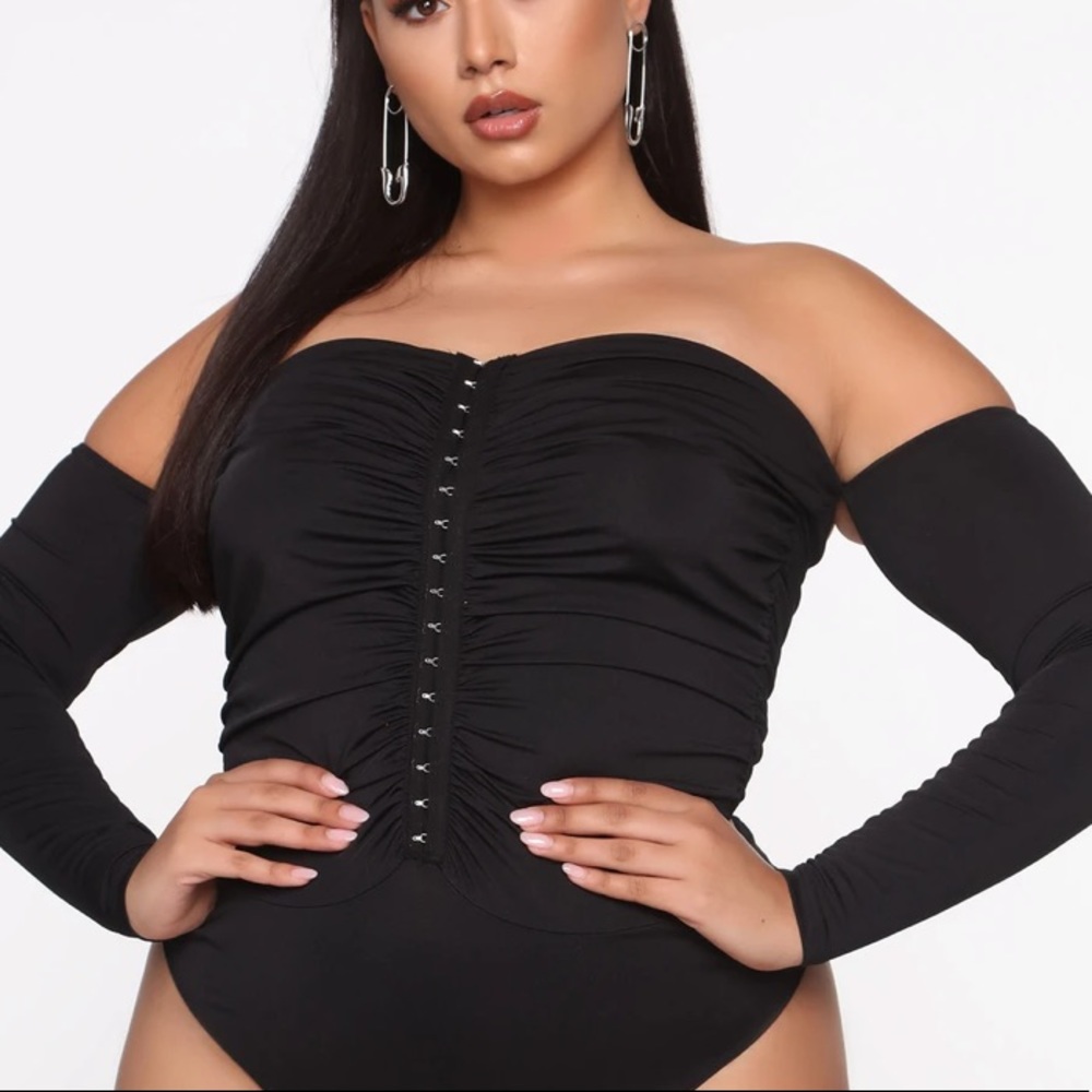 Black Off The Shoulder Corset Bodysuit